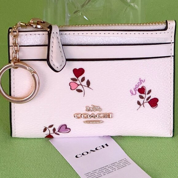 COACH MINI SKINNY ID CASE HEART PRINT:NWT CHALK/MULTI CW967 - Picture 1 of 11